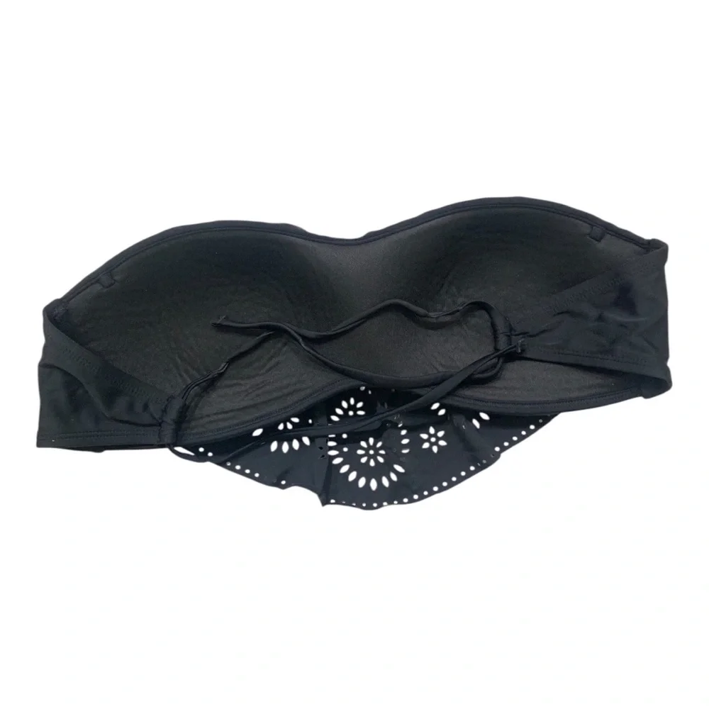 Xhilaration Black Ruffle Bandeau Bikini Top - Picture 12 of 16